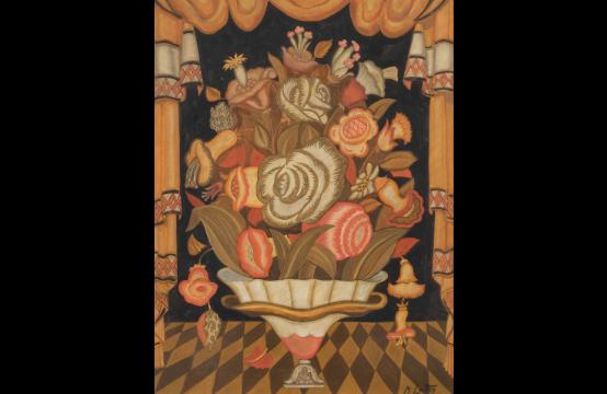 Michel LATTRY — Bouquet de fleurs Projet de décor pour un panneau décoratif.