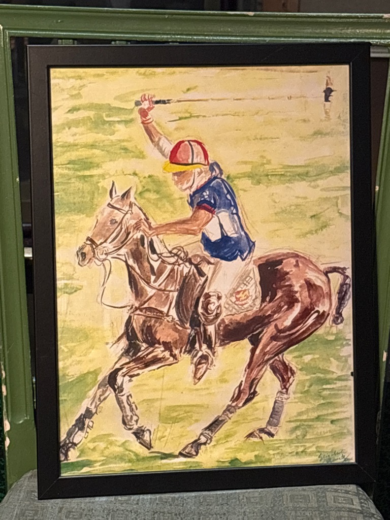 Elizabeth LAGERKRANTZ — Le joueur de polo Estampe. Signée en bas à droite.