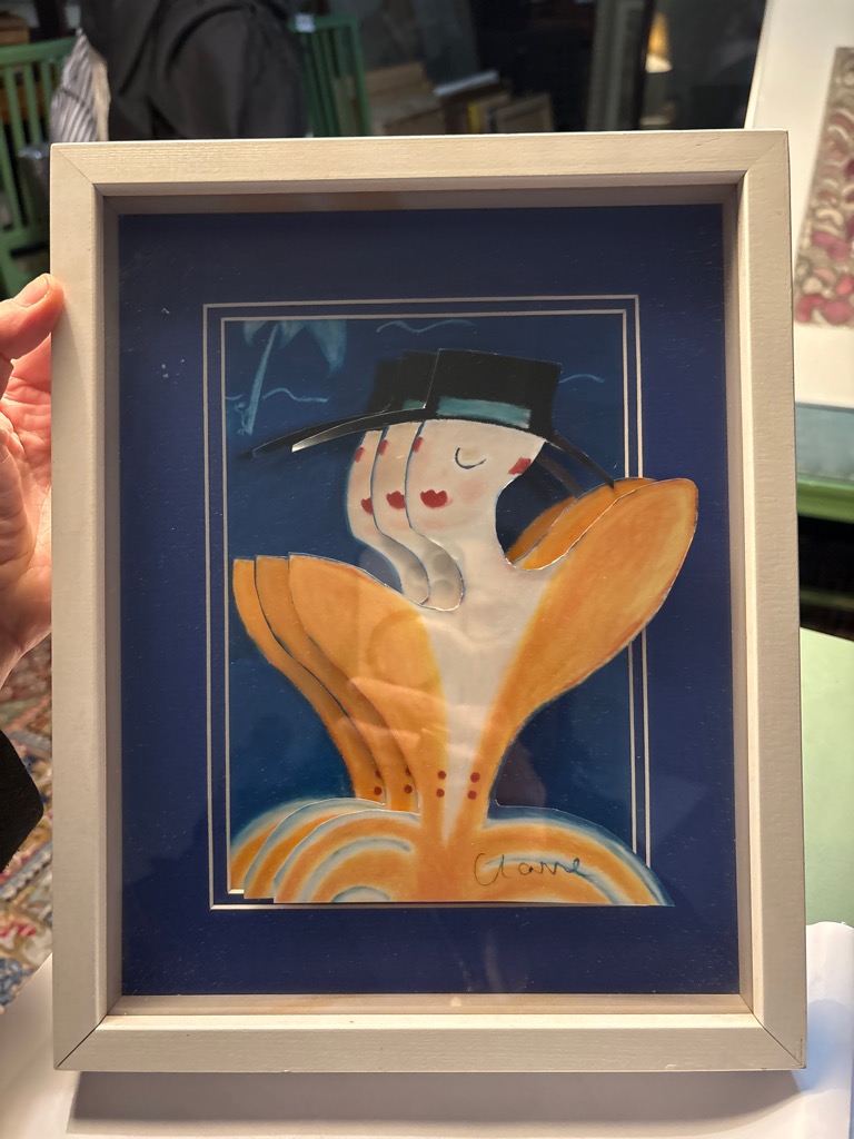 Clarre SJÖGREN — La reine Margaret du Danemark Technique mixte et découpage. Signé en bas à droite.