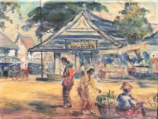 Attribué À H. Posma Sneek — Scène de rue à Jakarta