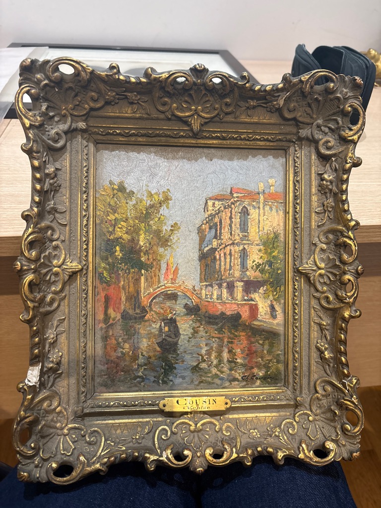 Charles COUSIN — Gondole dans un canal à Venise