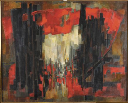  — Composition rouge blanc et noir.