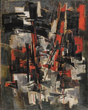  — Composition rouge et gris.