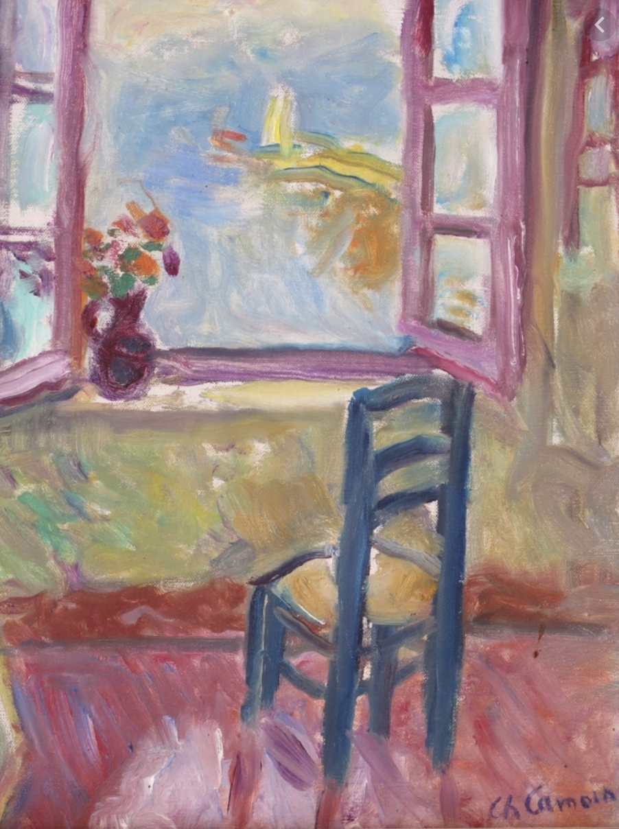 Charles Camoin (1879-1965) — Le Pot de fleurs sur le rebord de la fenêtre de l'atelier, Saint Tropez, circa 1950-1960