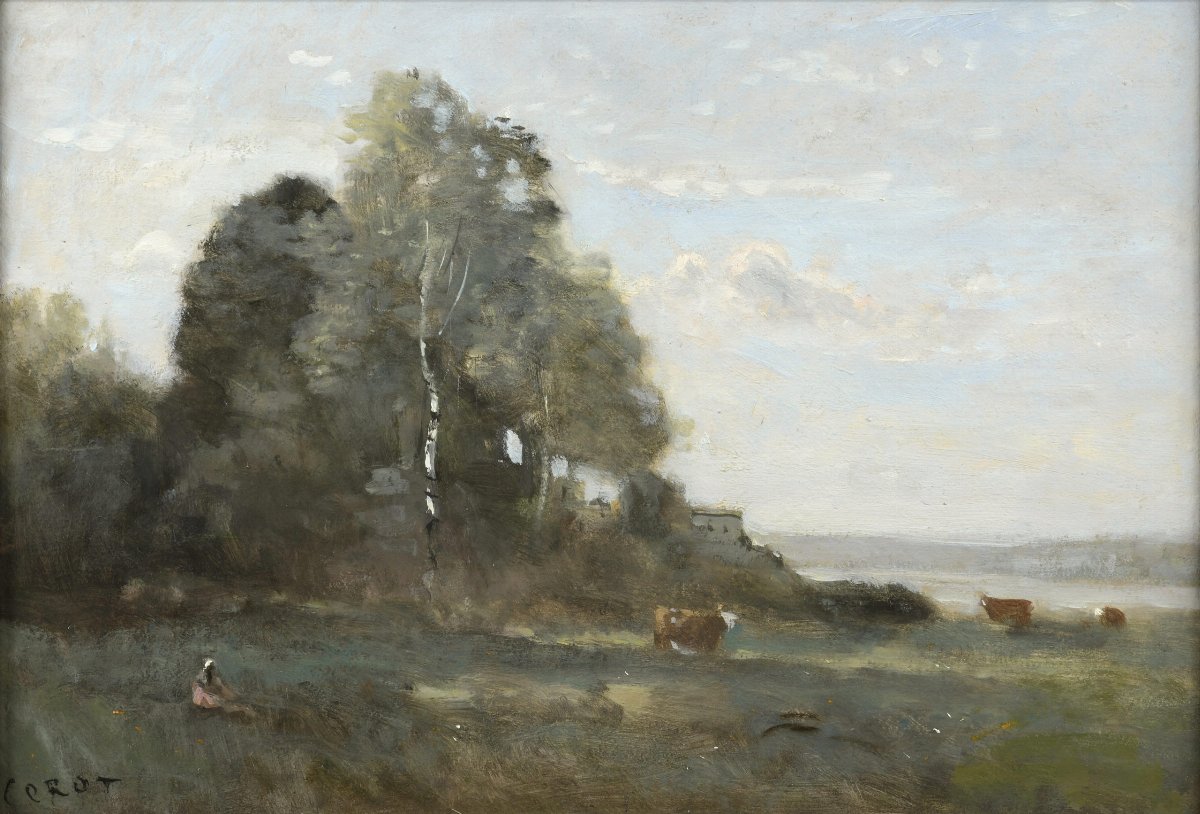  — Vachère et trois vaches au bord de l’étang