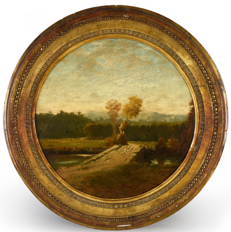 Jean-Baptiste CARPEAUX (1827-1875) — Paysage boisé avec pont et cours d'eau