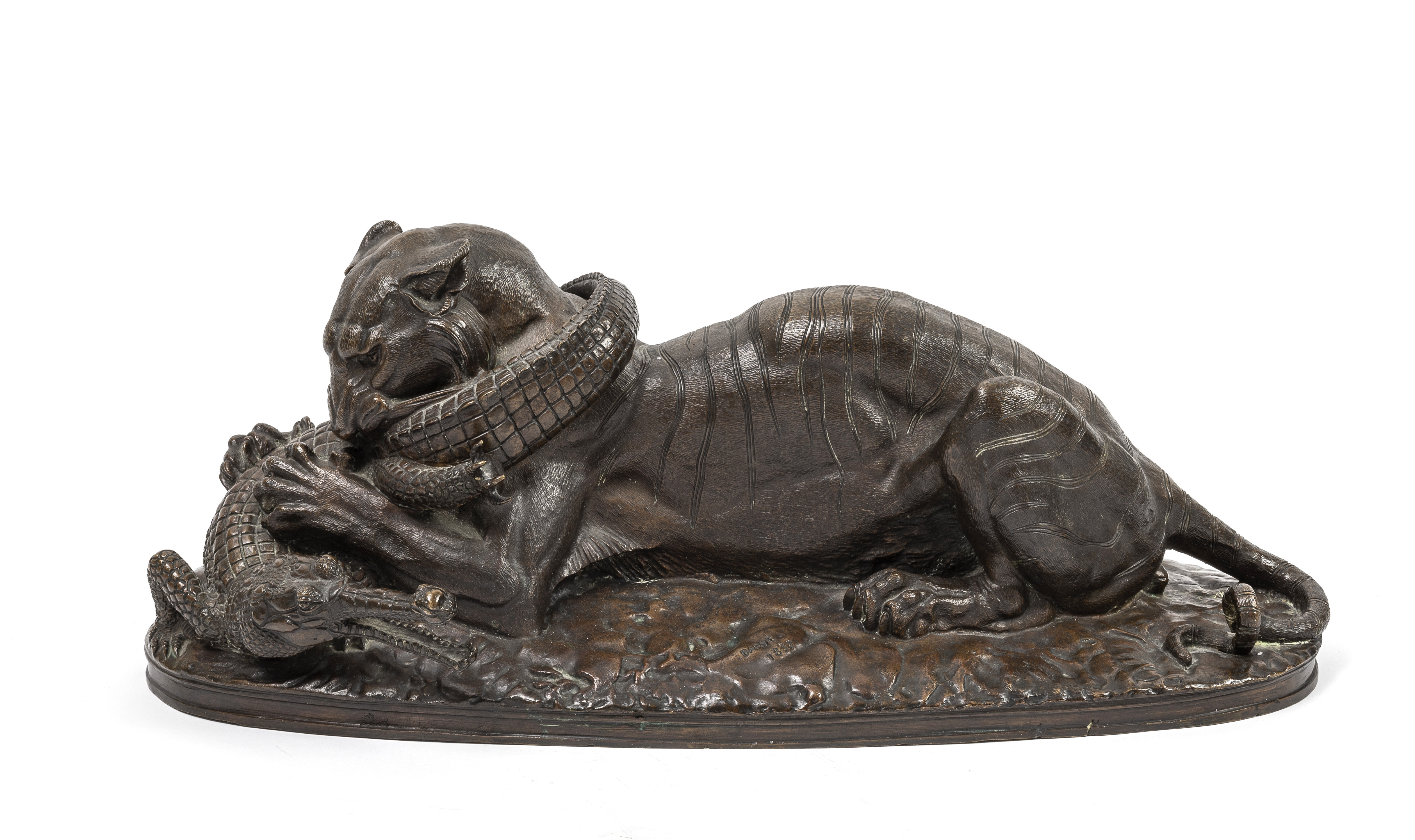 Antoine Louis Barye (1796-1875) — Tigre dévorant un gavial.