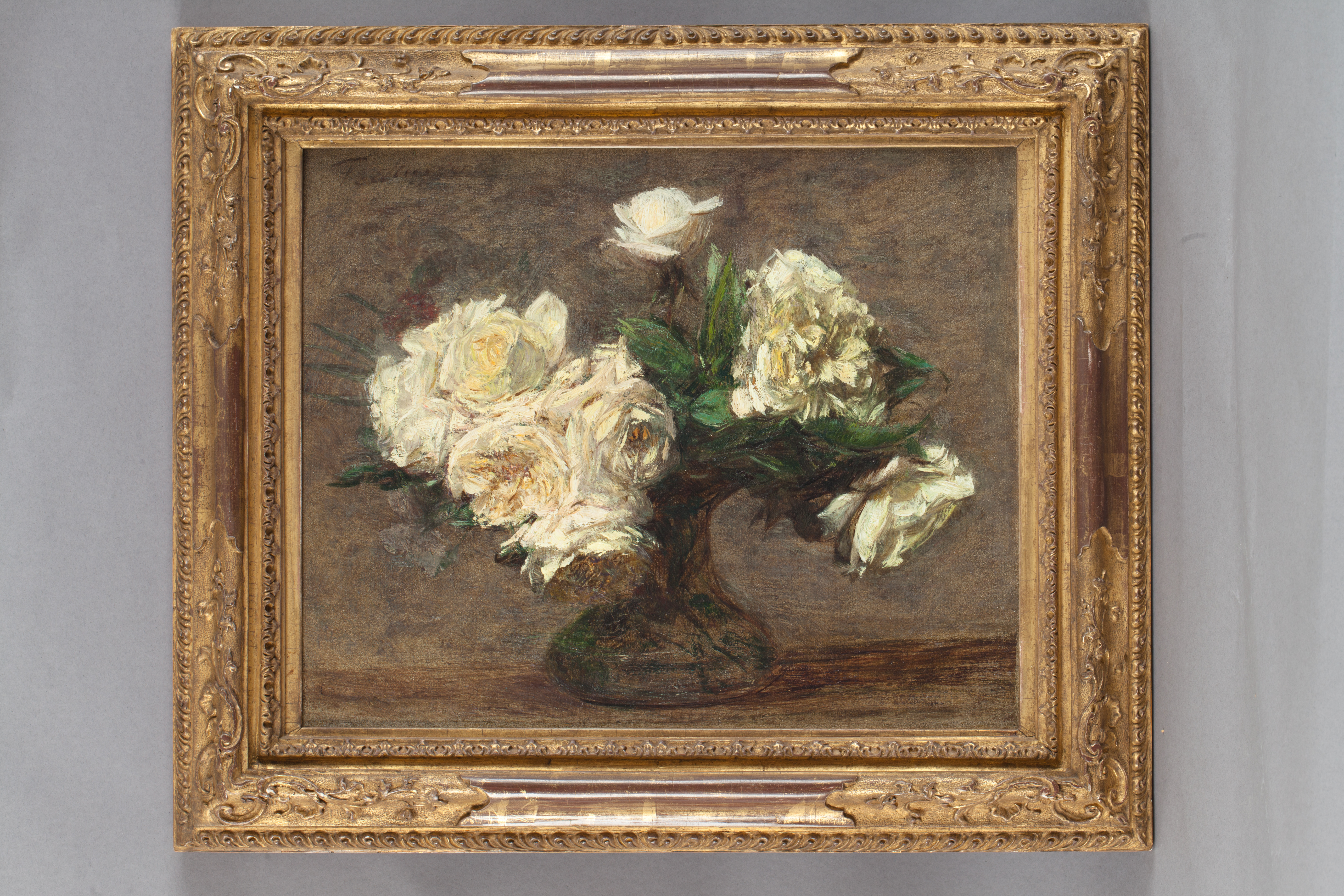 Henri-Théodore FANTIN-LATOUR (1836-1904) — Roses jaunes dans un vase