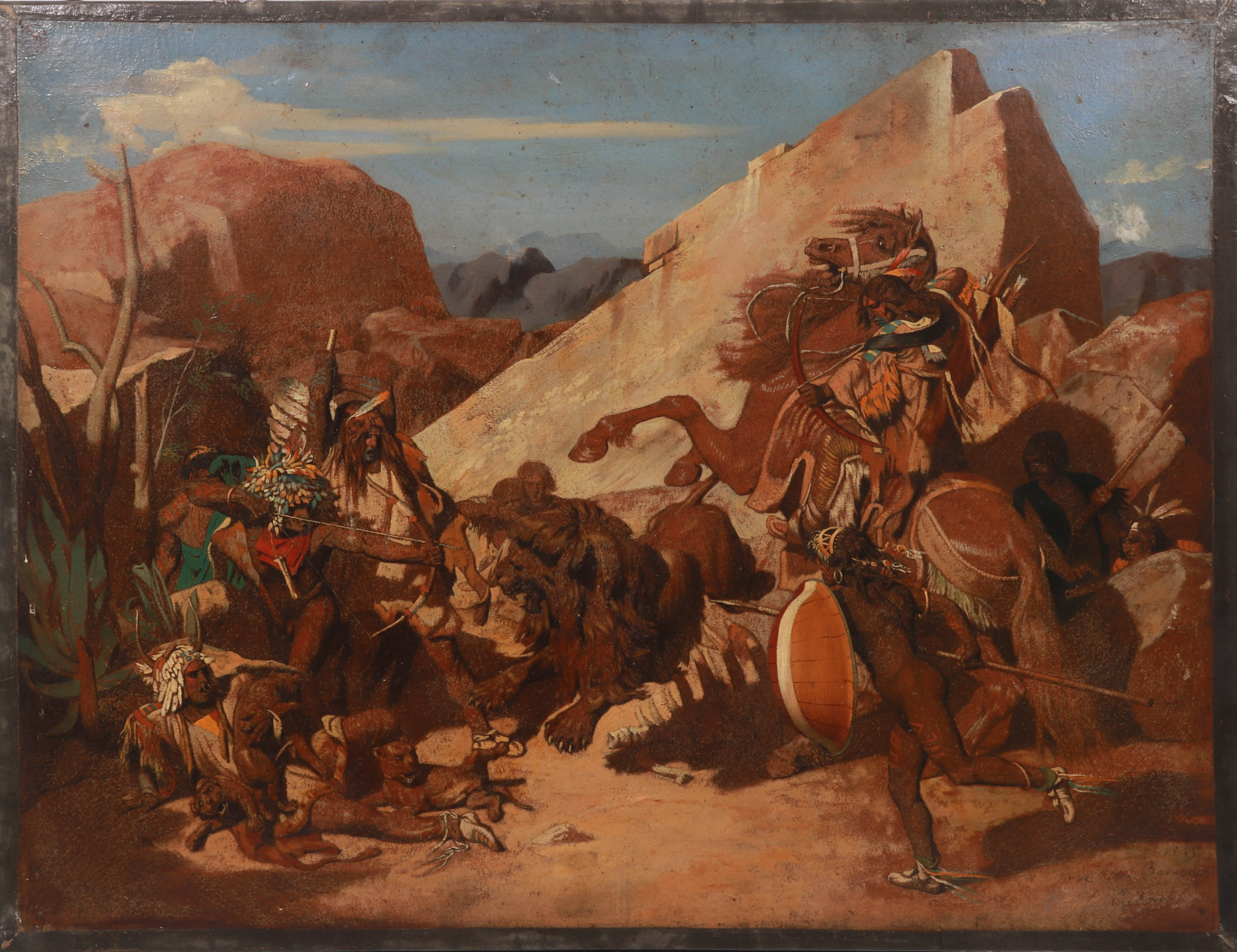 Jean-Léon GÉRÔME (1824-1904) — La Chasse aux lions chez les Indiens, 1845