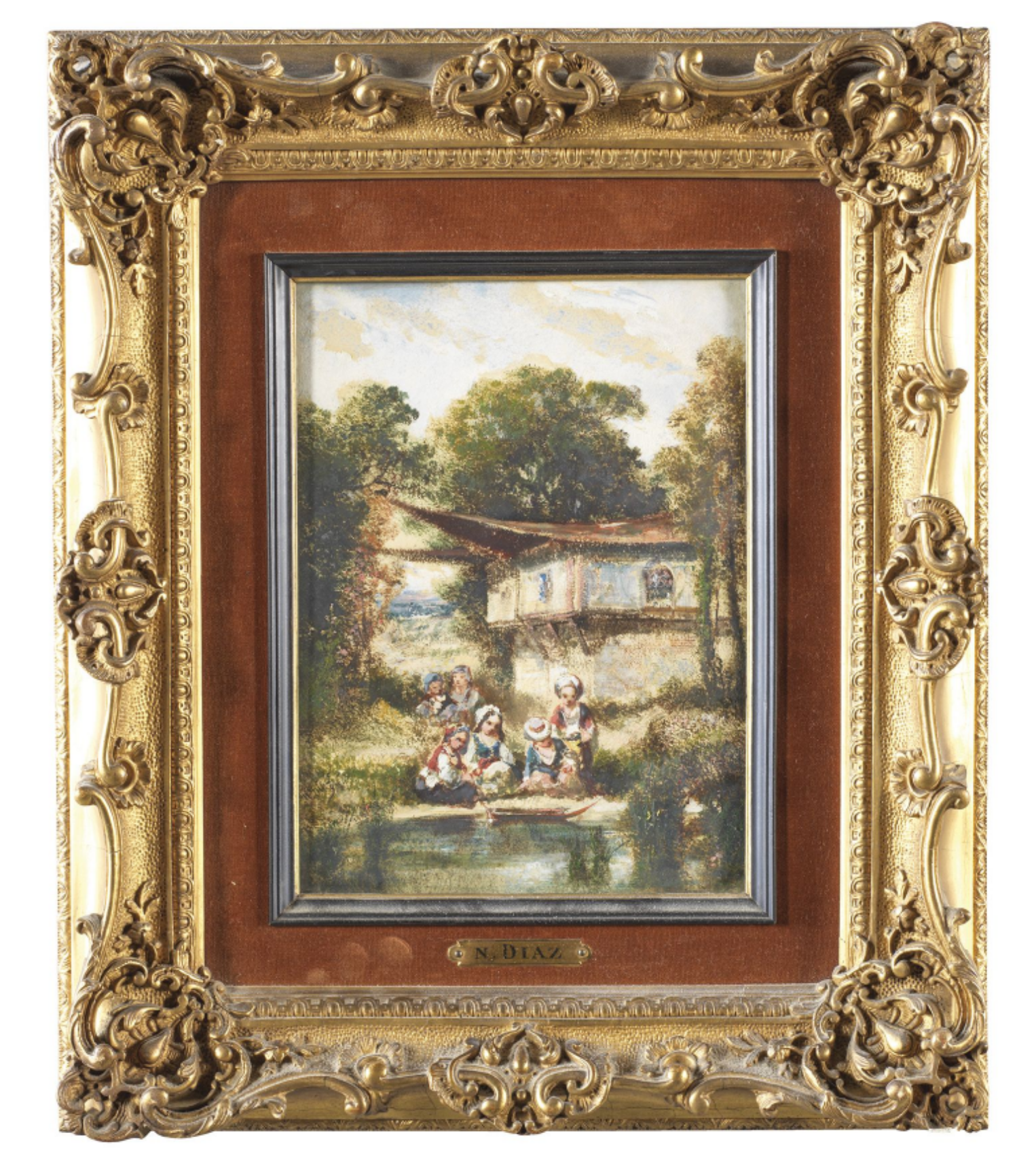 Narcisse Virgile DIAZ de LA PENA (1807-1876) — ENFANTS TURCS JOUANT DEVANT UN KIOSQUE, VERS 1840