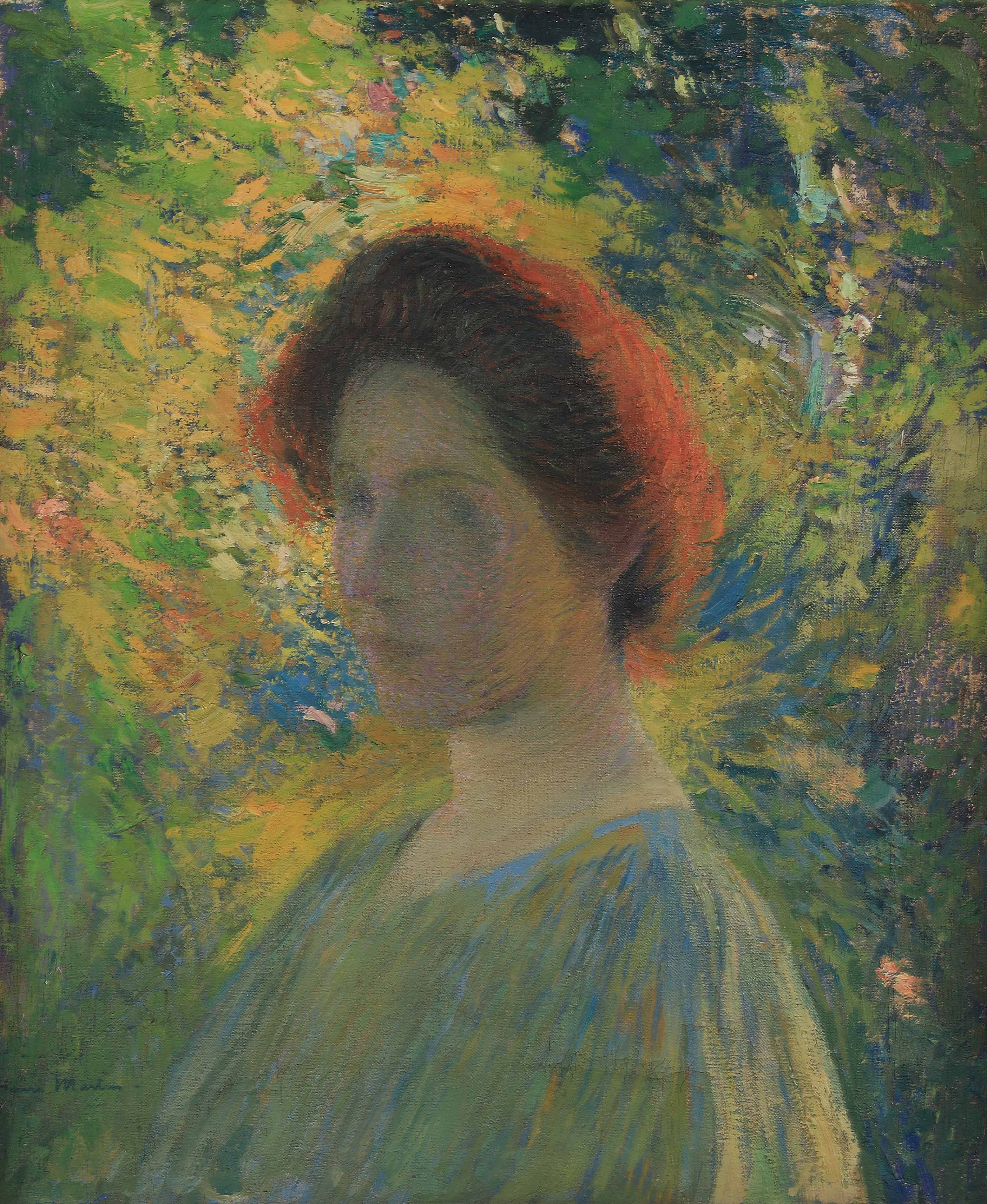 Henri MARTIN (1860-1943) — Jeune fille sous les ombrages