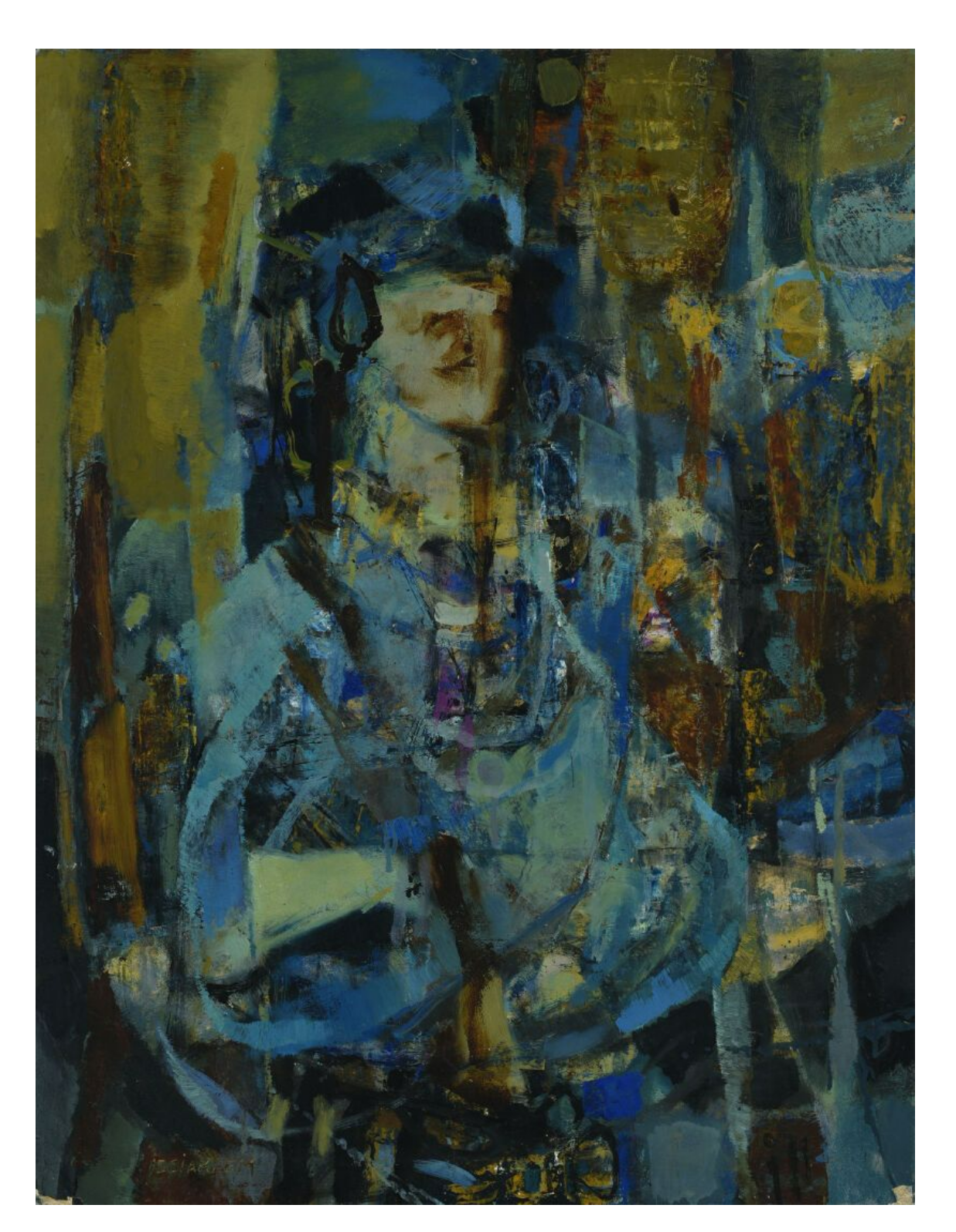 M'Hamed ISSIAKHEM (1928-1985) — Femme en bleu.
