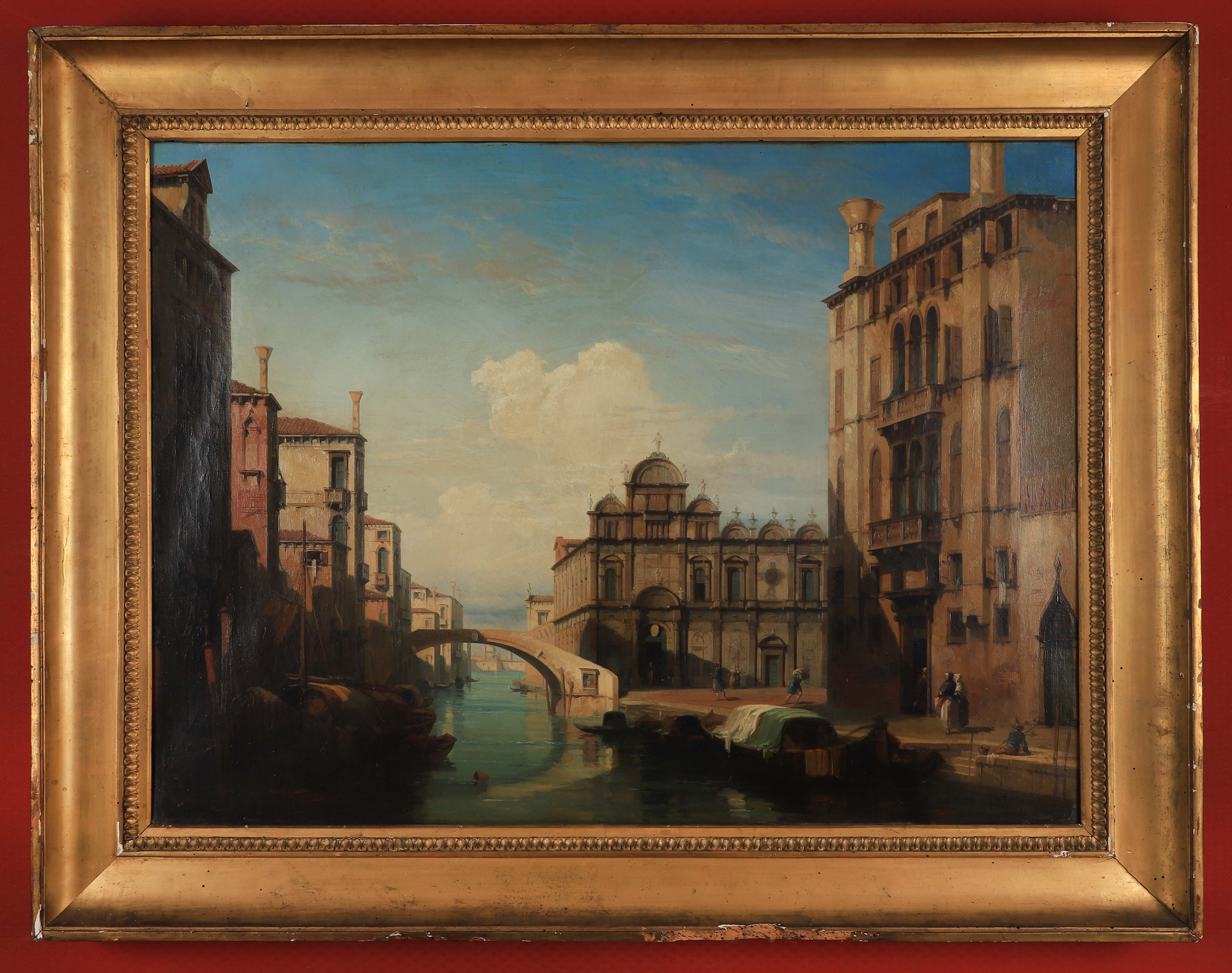 Jules Romain JOYANT (1803-1854) — Vue de Venise, Scuola Grande di San Marco et le pont Cavallo sur le rio dei Mendicanti, 1852