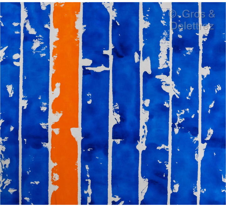 Claire PICHAUD (1935-2017) — Sans titre, juin 1983 Bleu jaune (une bande)