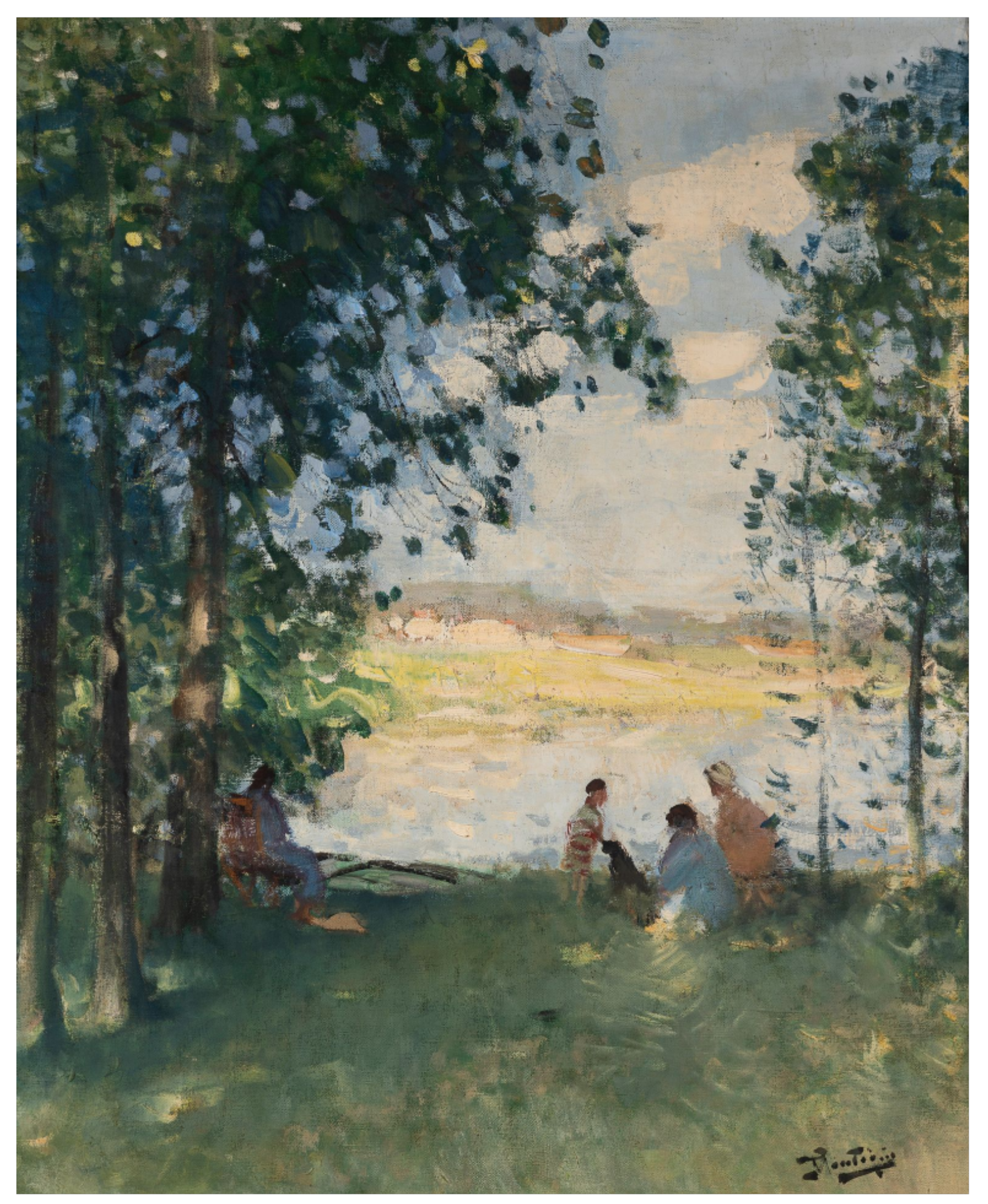 Pierre Eugène MONTEZIN (1874-1946) — Pique-nique en bord de rivière