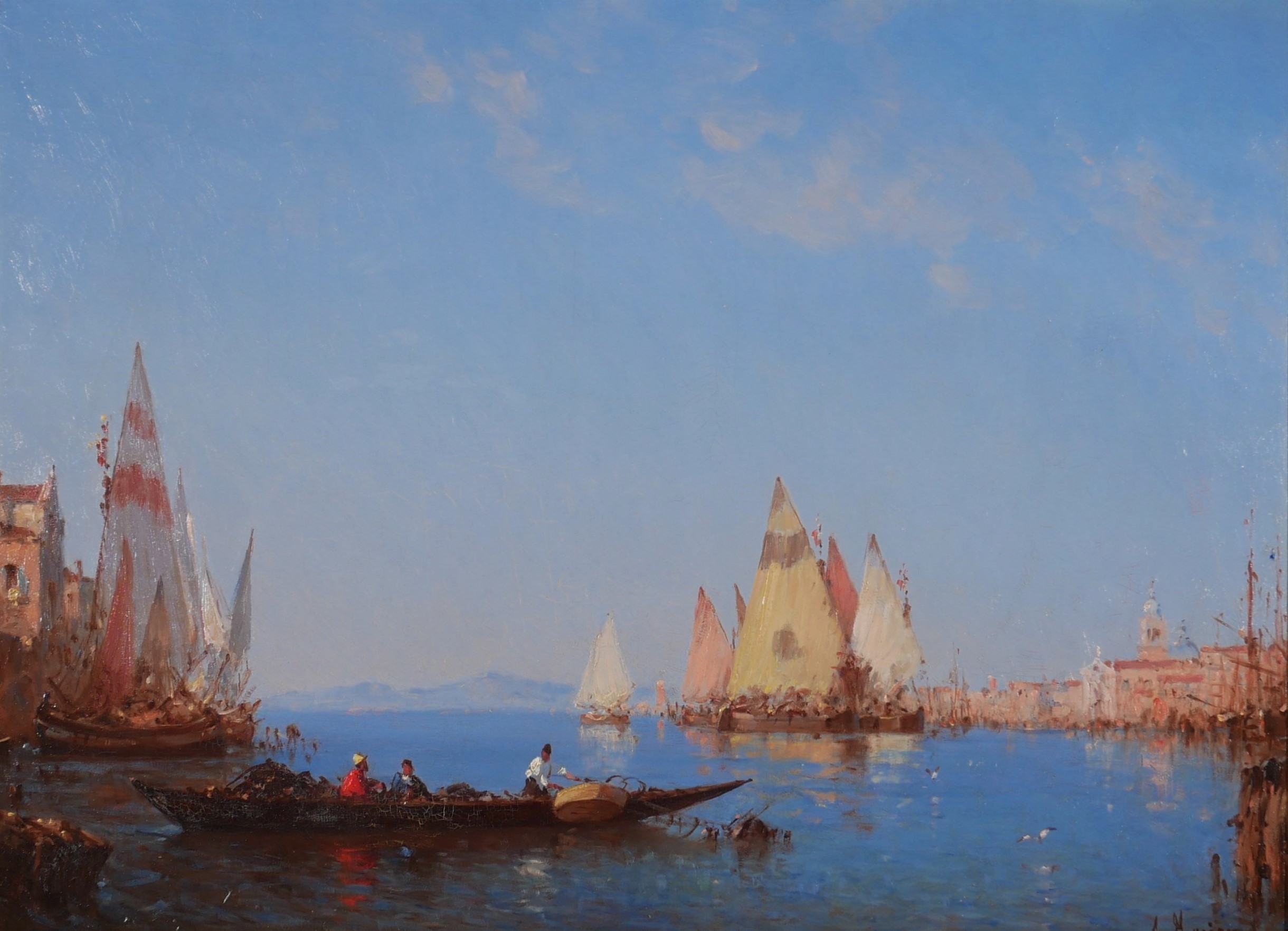 Amédée ROSIER (1831-1898) — Barque dans la lagune de Venise