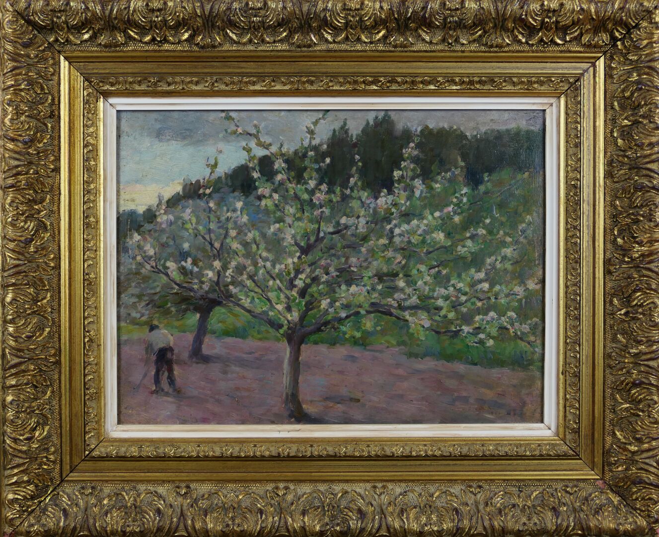 Henri LE SIDANER (1862-1939) — Paysan dans un verger au Printemps, 1890