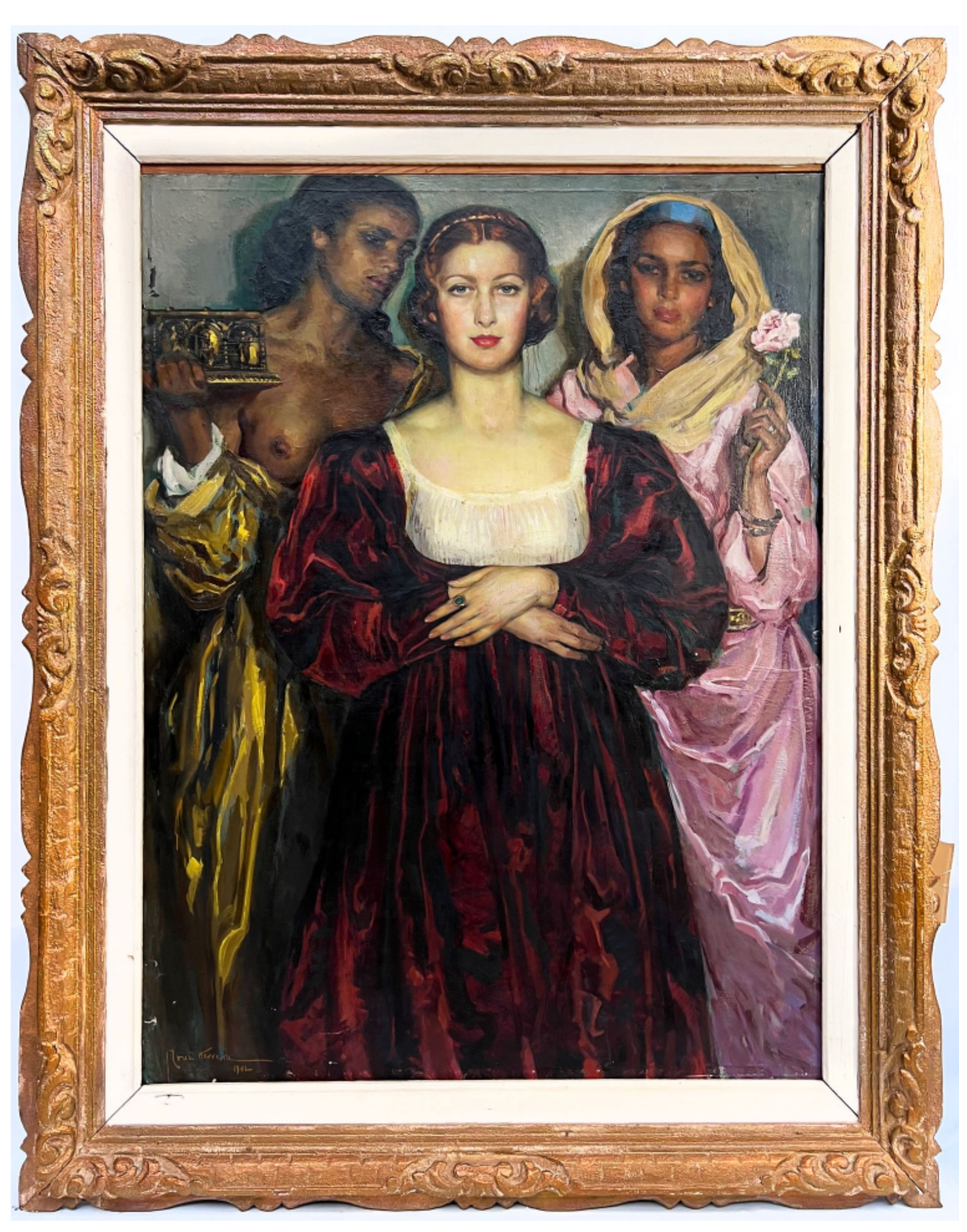 Jeune femme aux deux servantes orientales — José CRUZ HERRERA (1890-1972)