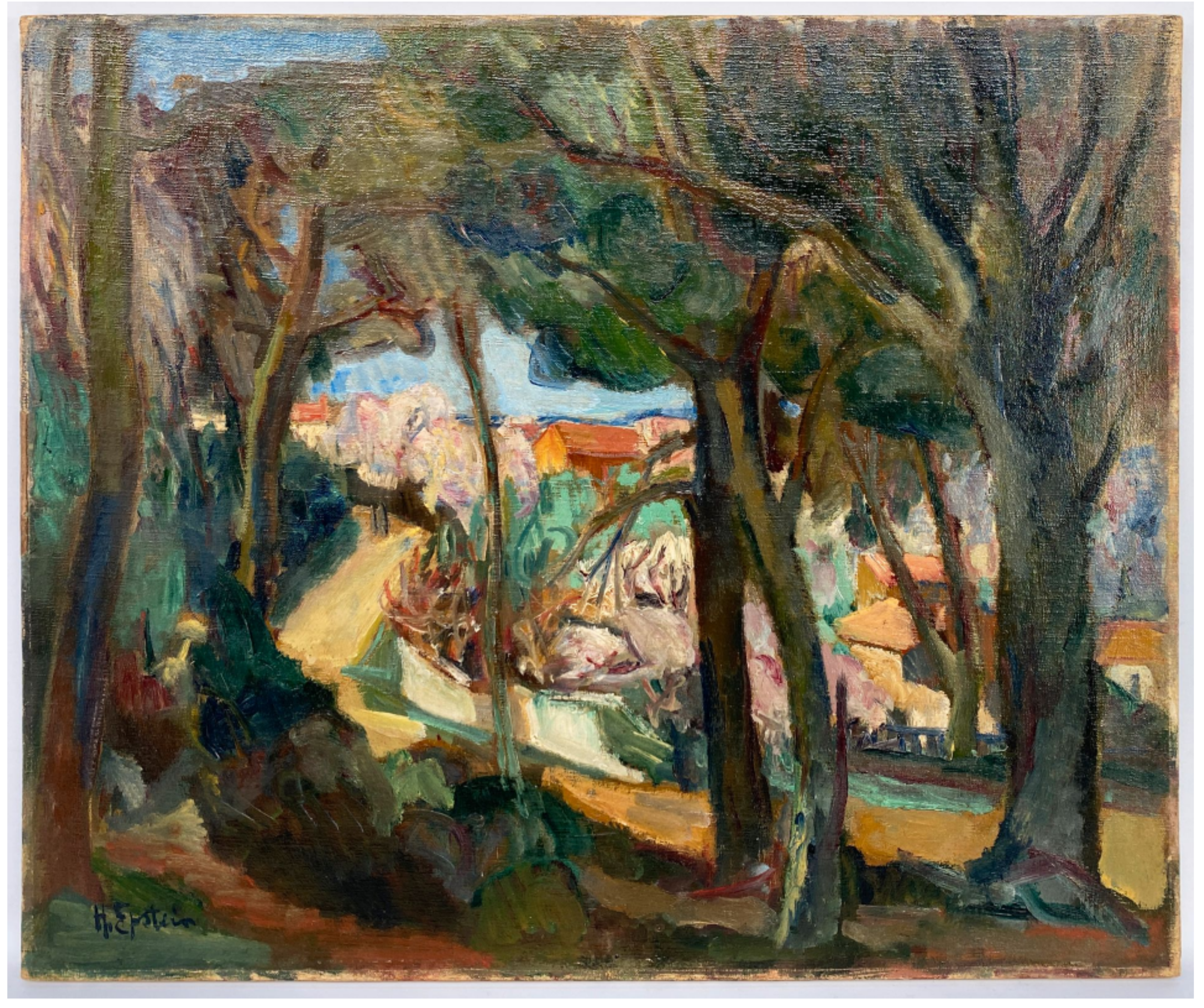 Henri EPSTEIN (1892-1944) — Vue du village à travers les arbres