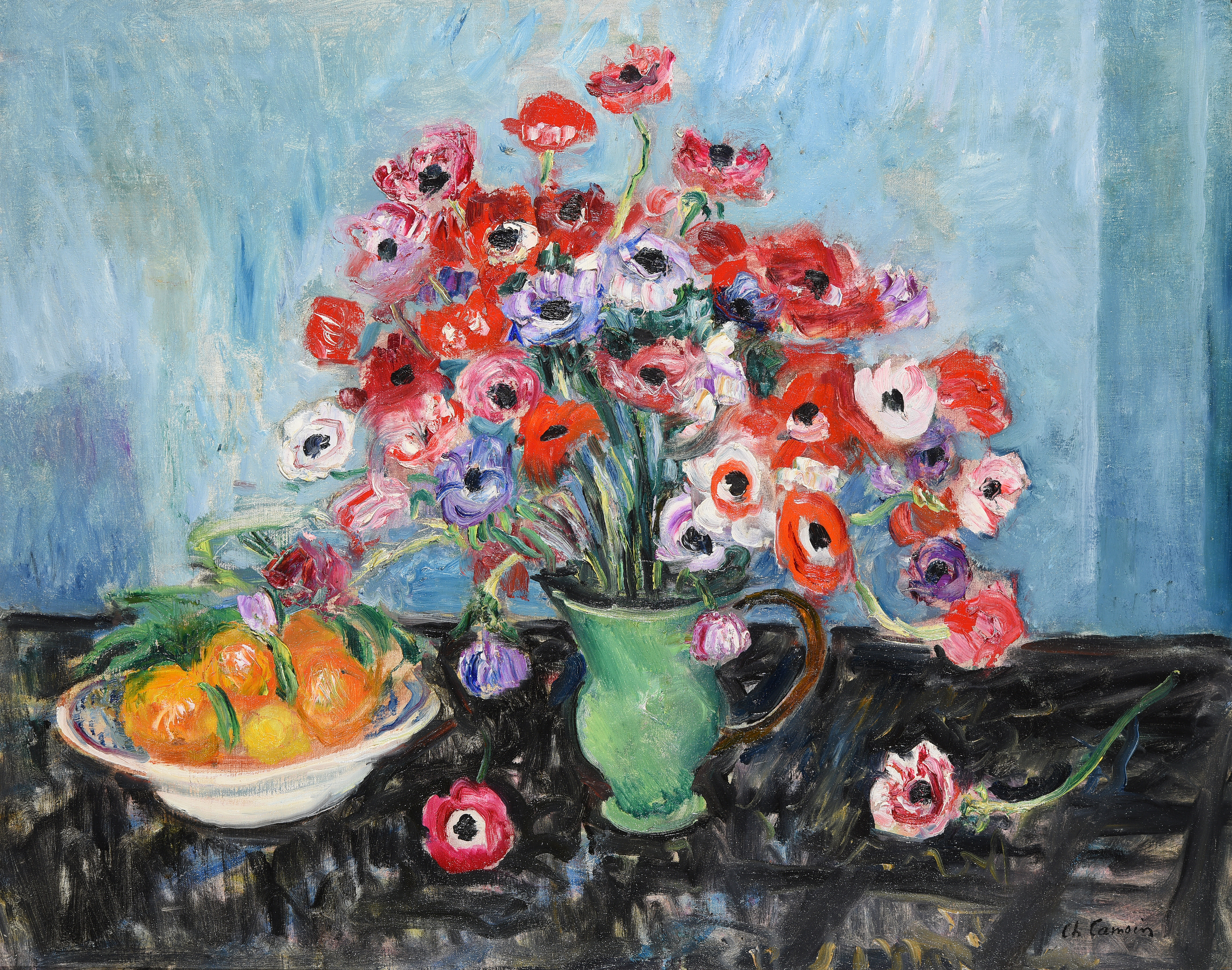 Charles CAMOIN (1879-1965) — Vase d’anémones sur une table
