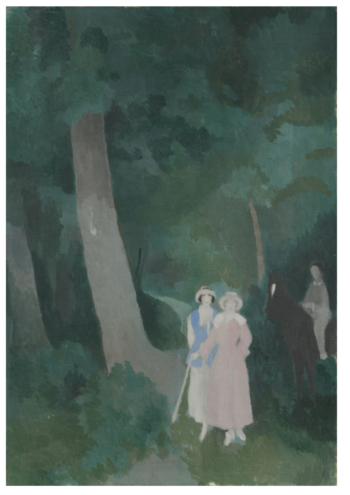 Marie LAURENCIN (1883-1956) — Elégantes et cavalier dans un paysage