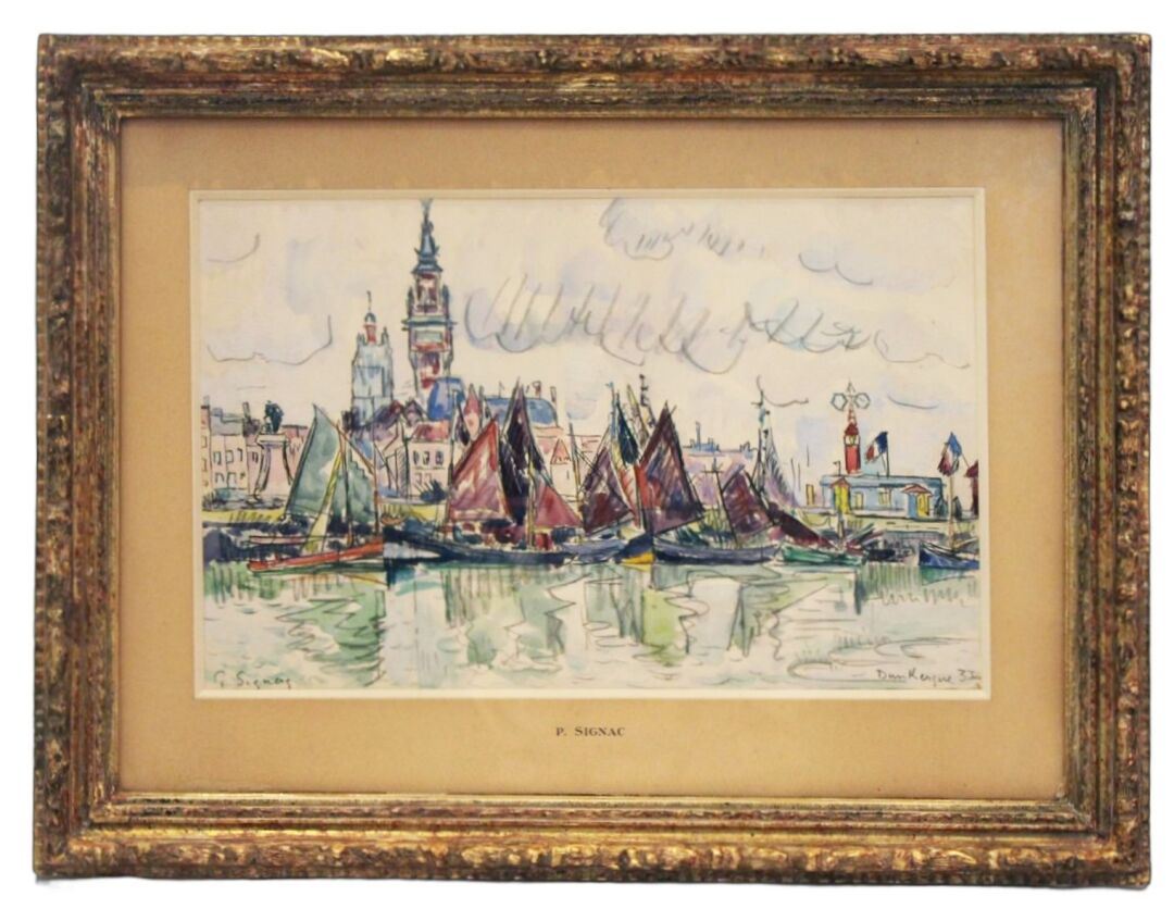 Paul SIGNAC (1863-1935) — Vue du port Dunkerque, 3 juin 1930