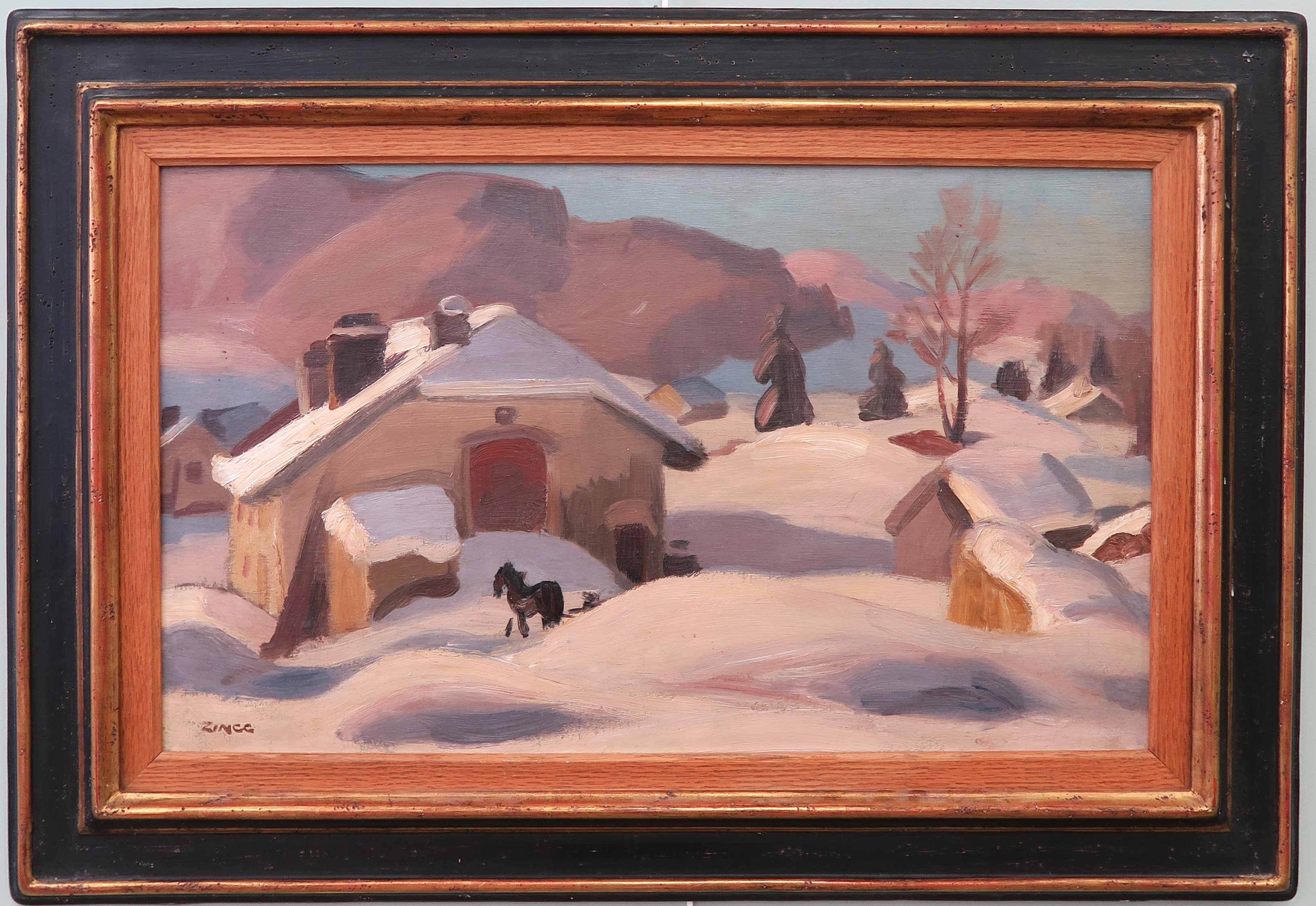 Jules-Emile ZINGG (1882-1842) — Fermes comtoises sous la neige