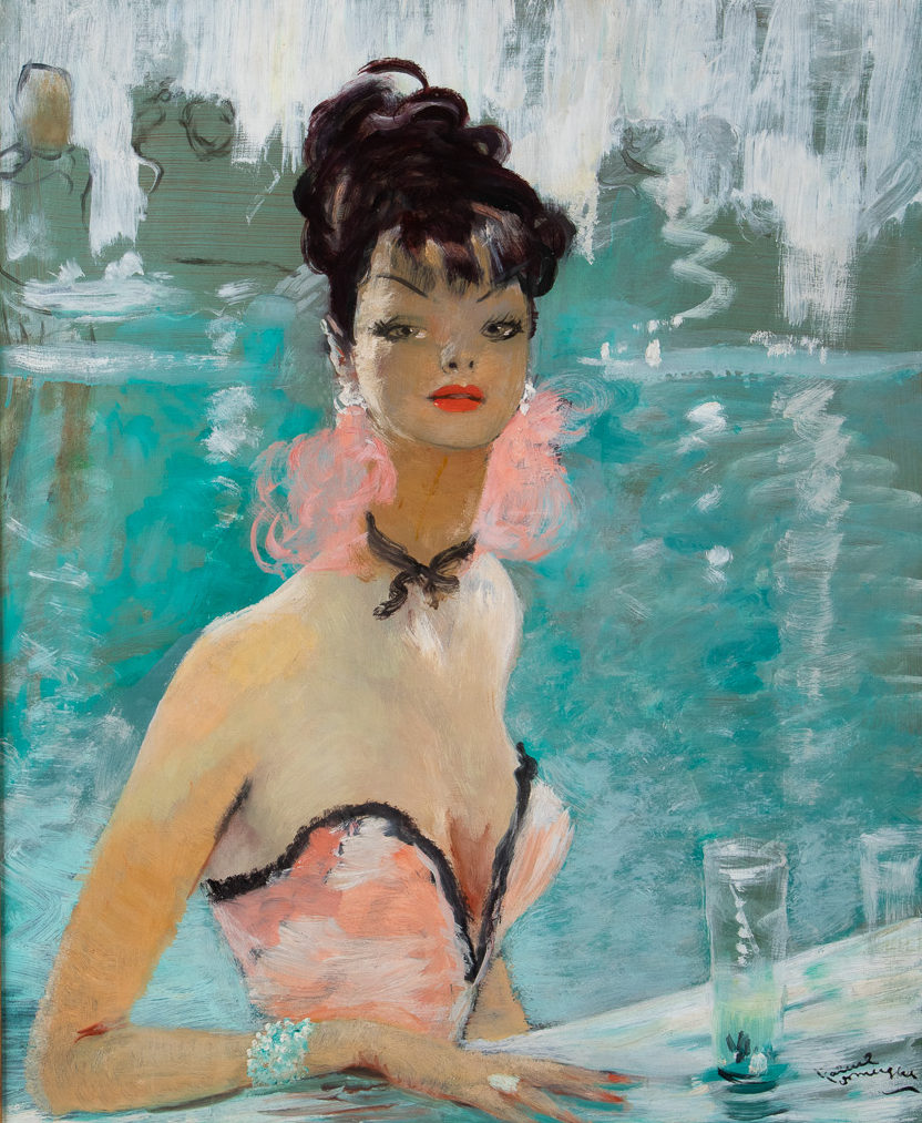 Jean-Gabriel DOMERGUE [FRANCE] (1889-1962) — Cannoise en robe bustier