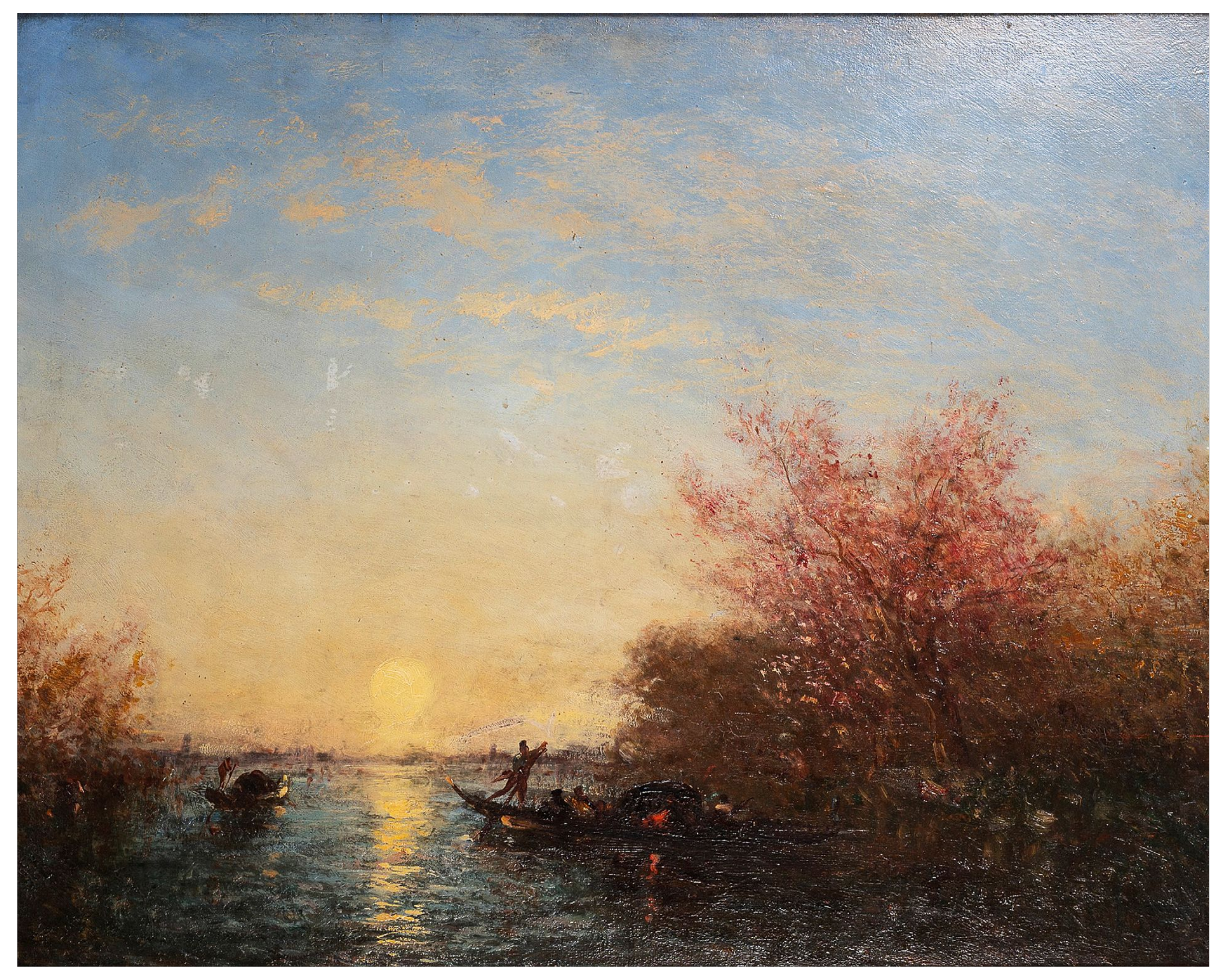 Félix ZIEM (1821-1911) — Gondoles sur la lagune, Venise.
