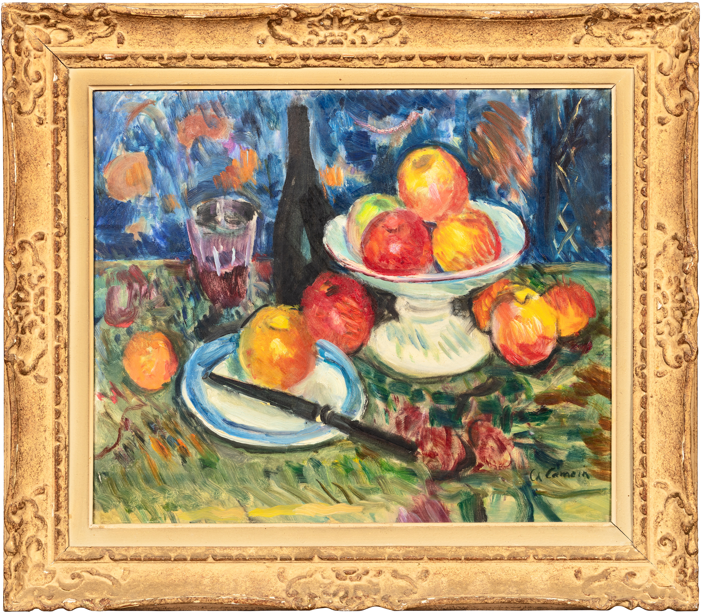 Charles CAMOIN (1879-1965) — Nature morte au couteau sur le voile de Gênes, vers 1955