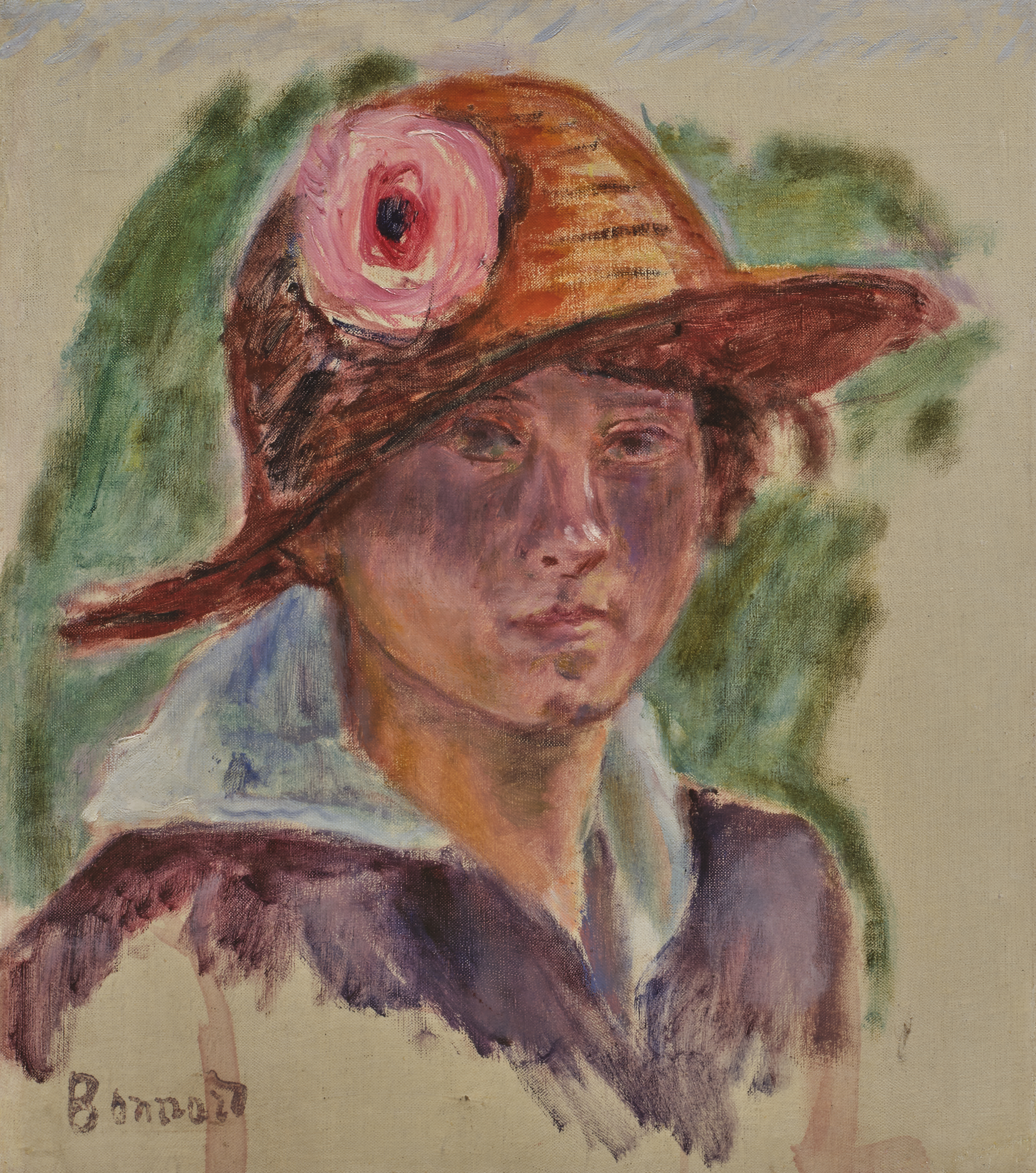 Pierre BONNARD (1867-1947) — Jeune fille au chapeau, corsage violet, circa 1920