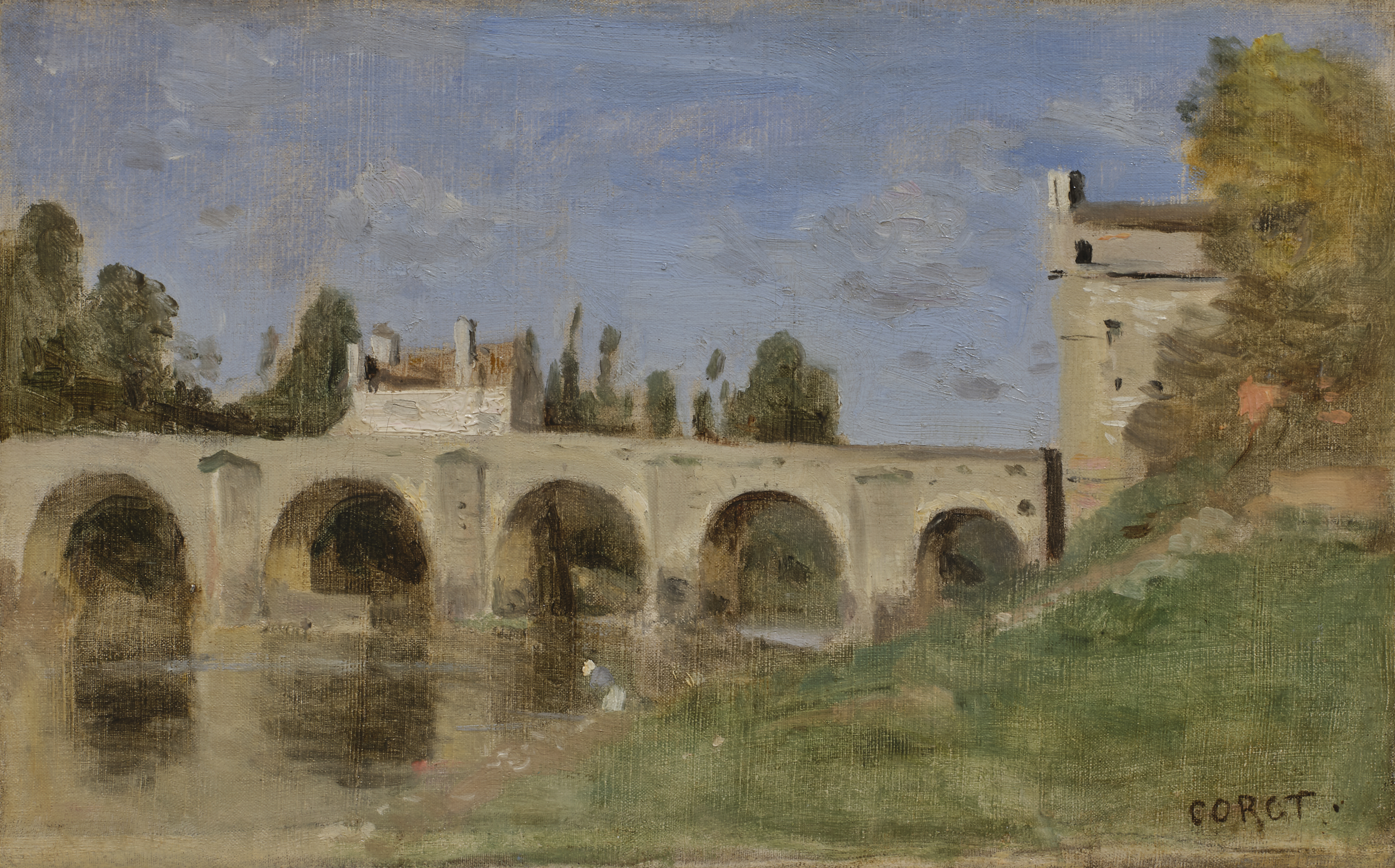 Camille COROT (1796-1875) — Mantes, le pont vu de près, circa 1850-1854