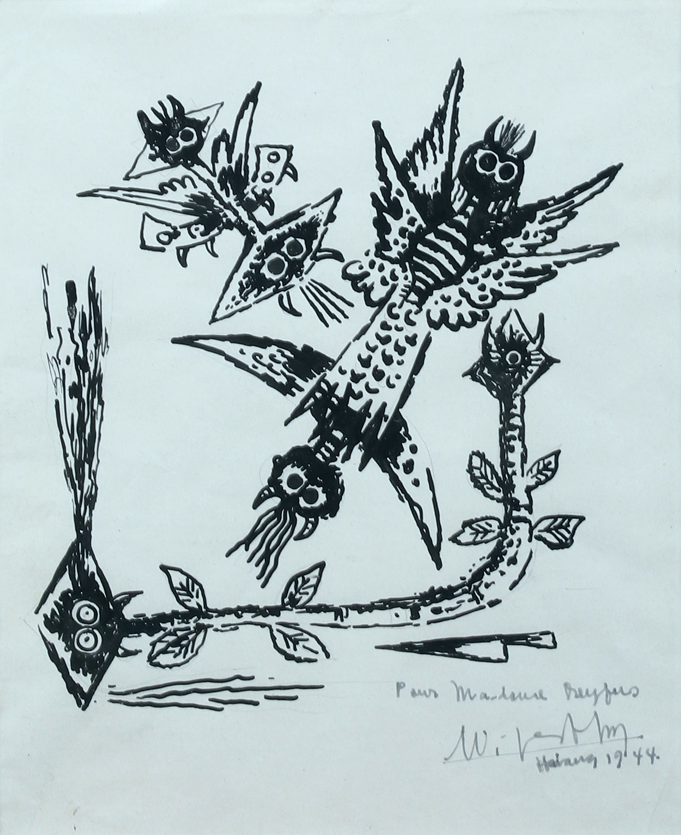 Wifredo LAM (1902-1982) — Oiseaux fantastiques, 1944