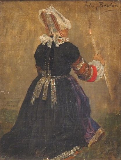 Jules BRETON — Bretonne au cierge, vue de dos, Adrienne\", 1868