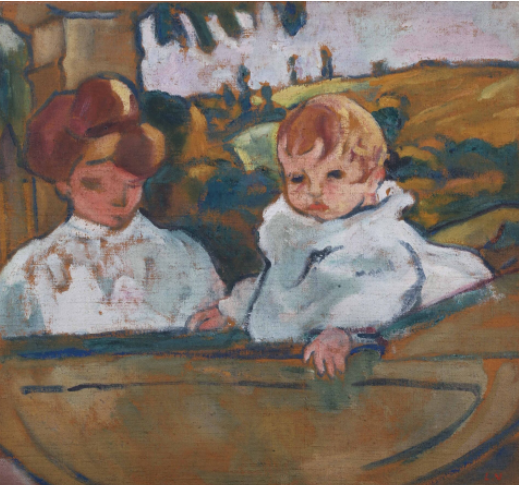 Louis VALTAT (1869-1952) — Suzanne et Jean Valtat dans sa voiture, circa 1909