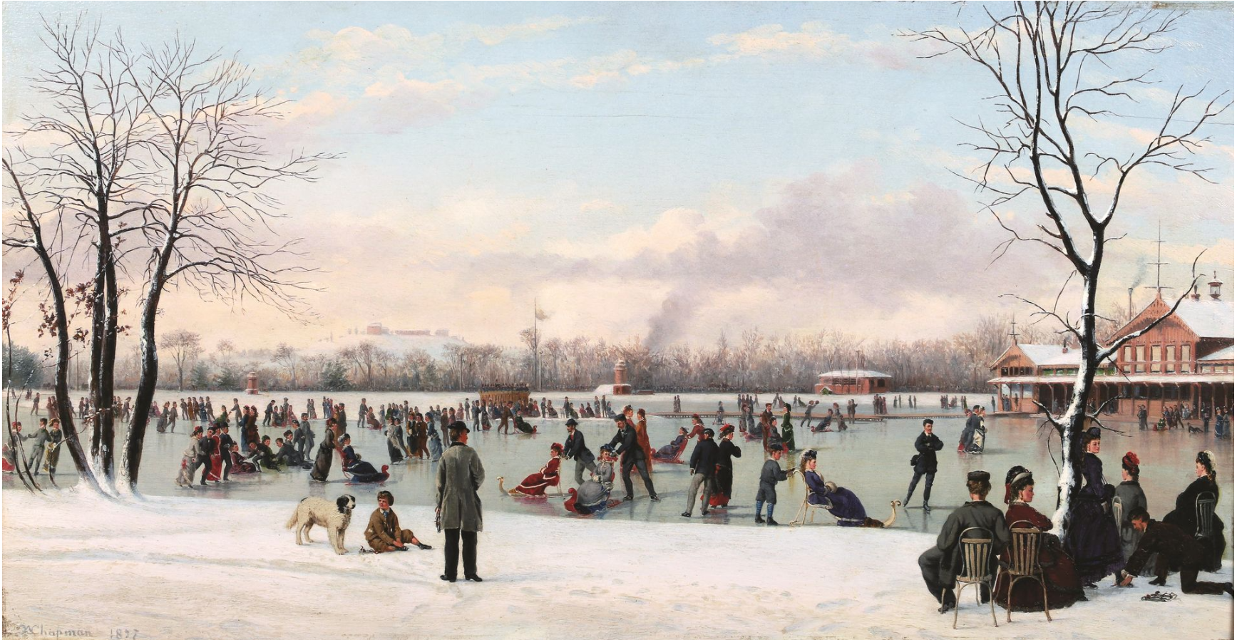 Conrad Wise CHAPMAN (1842-1910) — Le cercle des patineurs, bois de Boulogne