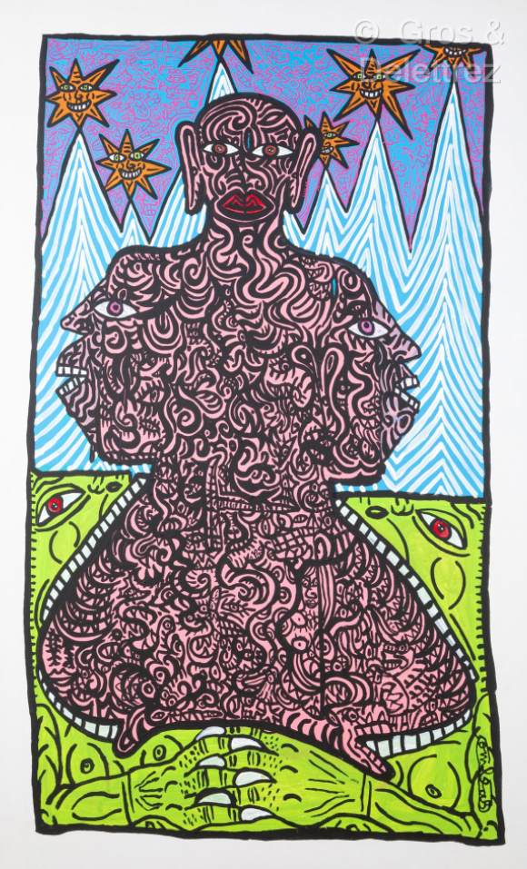 Lot 61 - Robert COMBAS (né en 1957) — Bouddha en plein de bouts sur le corps, circa 1990