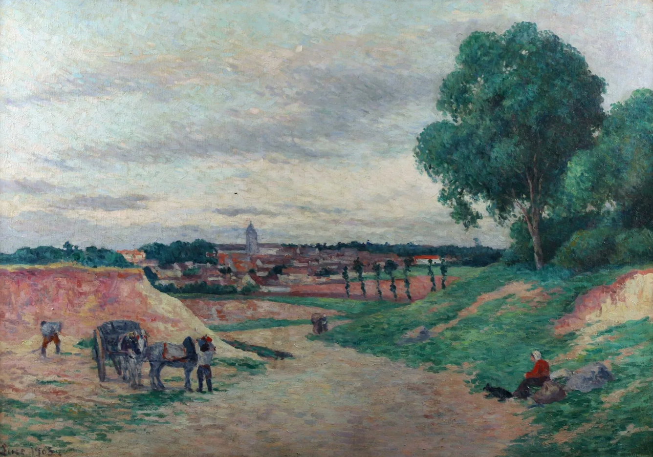 Maximilien LUCE (1858-1941) — L'entrée du village de Méréville (Essonne), 1903 ou 1905