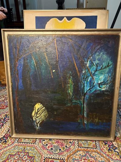 Karin LEWIN — Paysage aux arbres la nuit