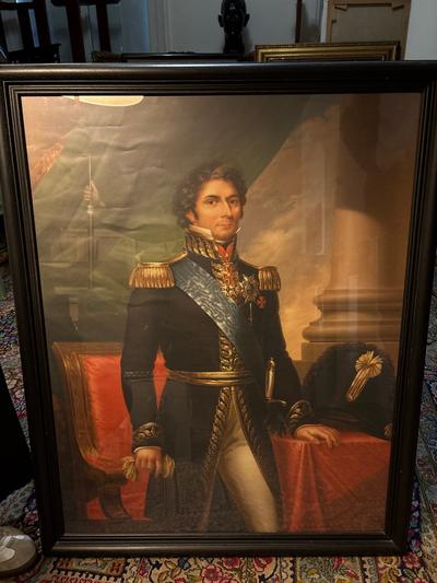 Très grande reproduction encadrée sous verre représentant : — Le roi de Suède et de Norvège Karl XIV Johan par Fredric Westin (1782-1862)