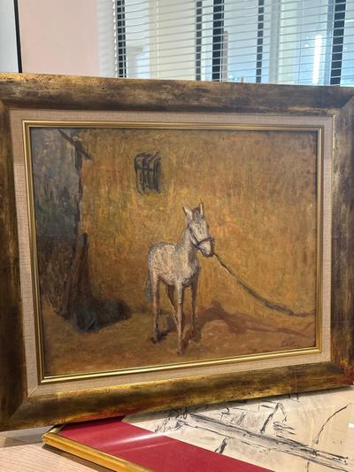 Robert PIKELNY — Poulain attaché Au dos une esquisse