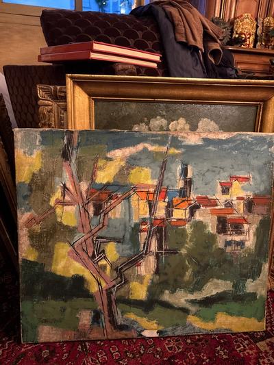 Francise — Arbre en hiver devant un village