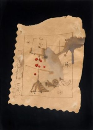 Dessin surréaliste sur une nappe dentelée