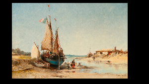 — Lavandières et bateaux de pêche à marée basse
