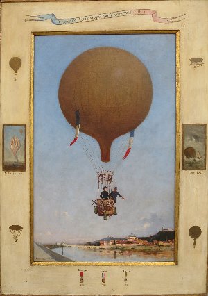 — Le capitaine aéronaute Juhlès volant au dessus de Turin en compagnie de la reine dItalie Margherita de Savoie