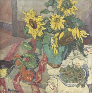 Les Tournesols sur la nappe rayée