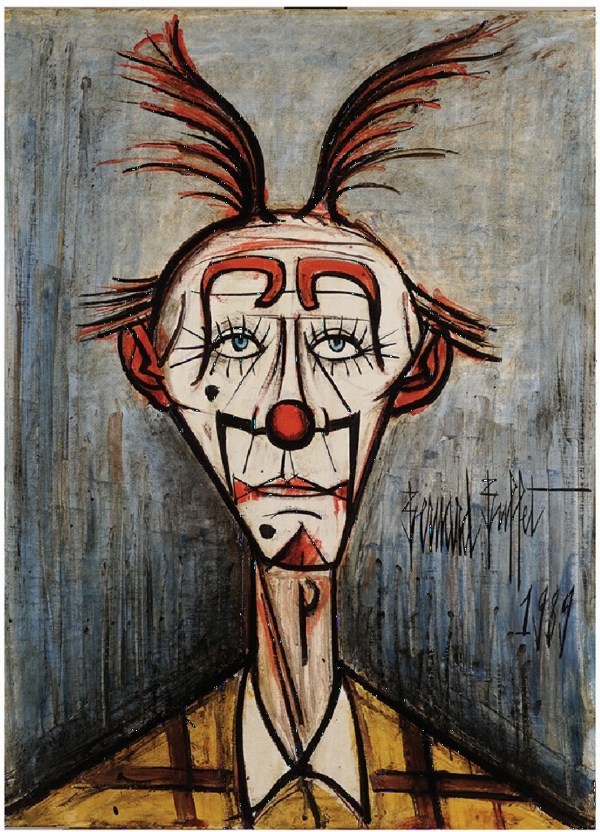 Bernard BUFFET (1928-1999) — Clown fond bleu, 1989