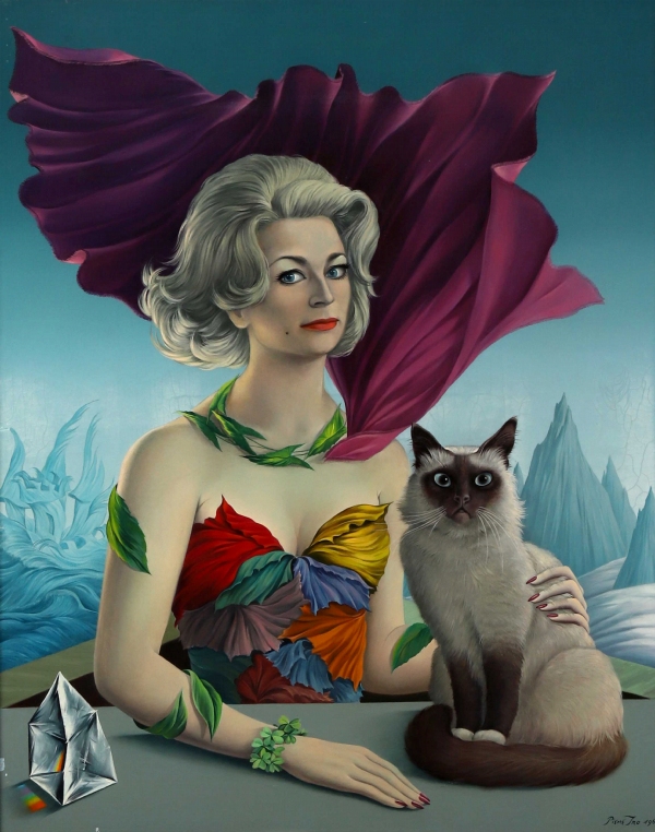 Pierre INO (1909-1989) — Portrait de femme au chat.