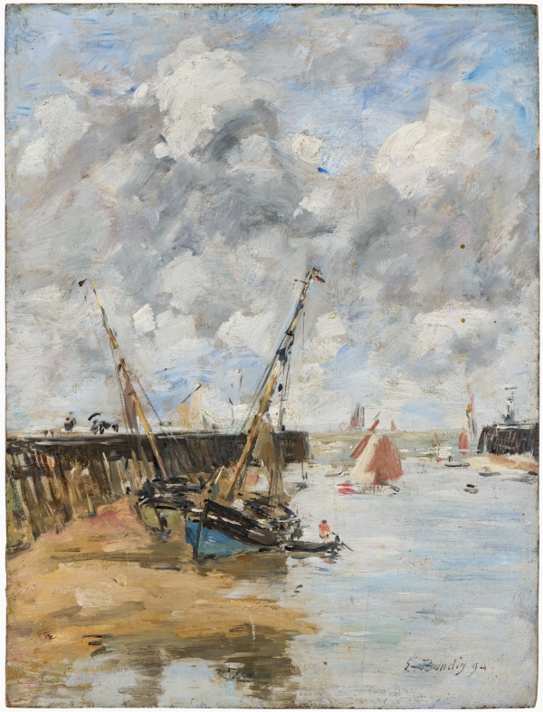 Eugène BOUDIN (1824-1898) — Trouville, les jetées. Marée basse, 1894