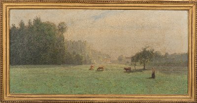  — Un pré dans les fonds de La Tournelle ; vapeurs argentées du matin